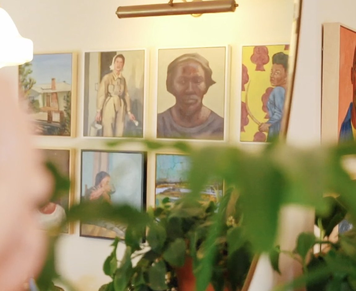 Artworks on a gallery wall